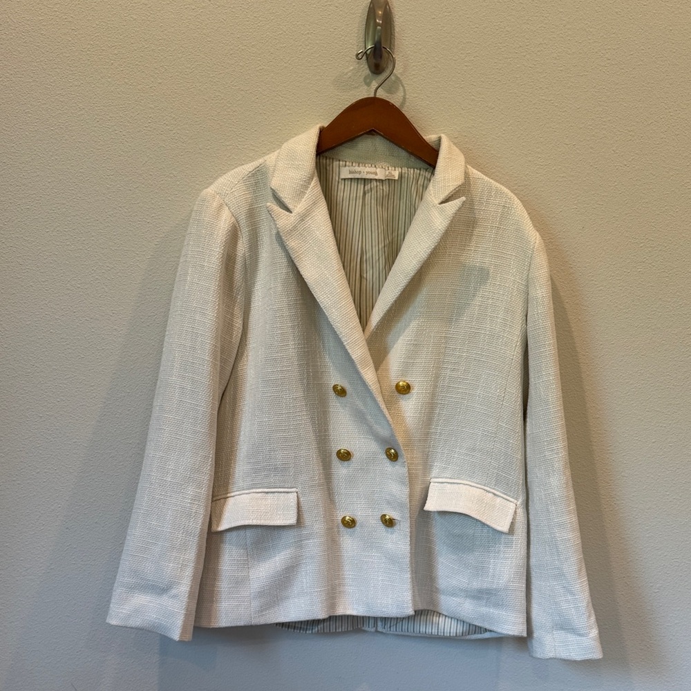 Anthropologie - Elegant White Double-Breasted Women's Blazer